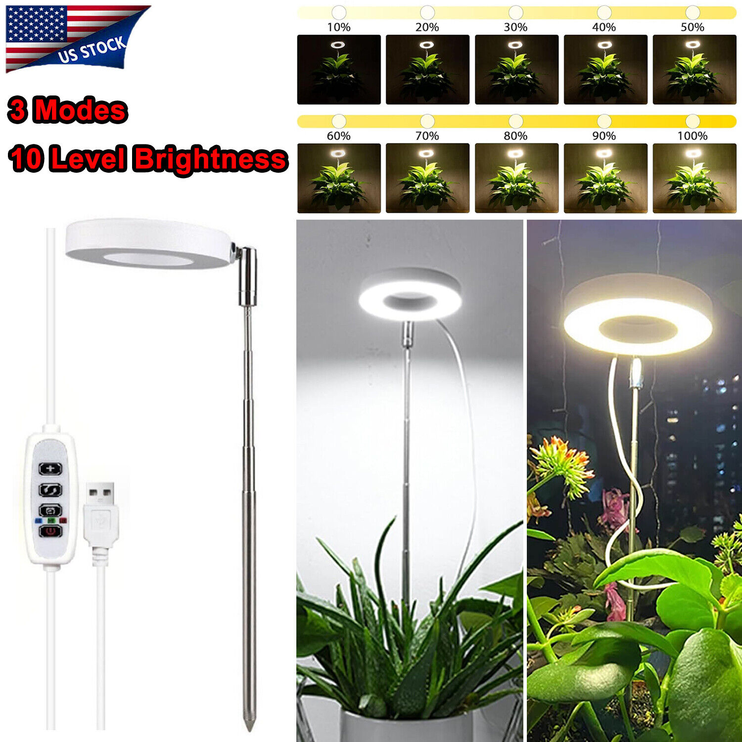 48 LED Grow Light Plant Growing Lamp Lights with Timer for Indoor Flower Plants