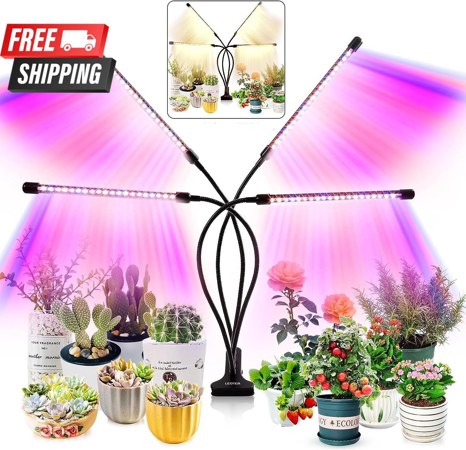 Grow Light for Indoor Plants - Upgraded Version 80 LED Lamps with Full Spectrum 