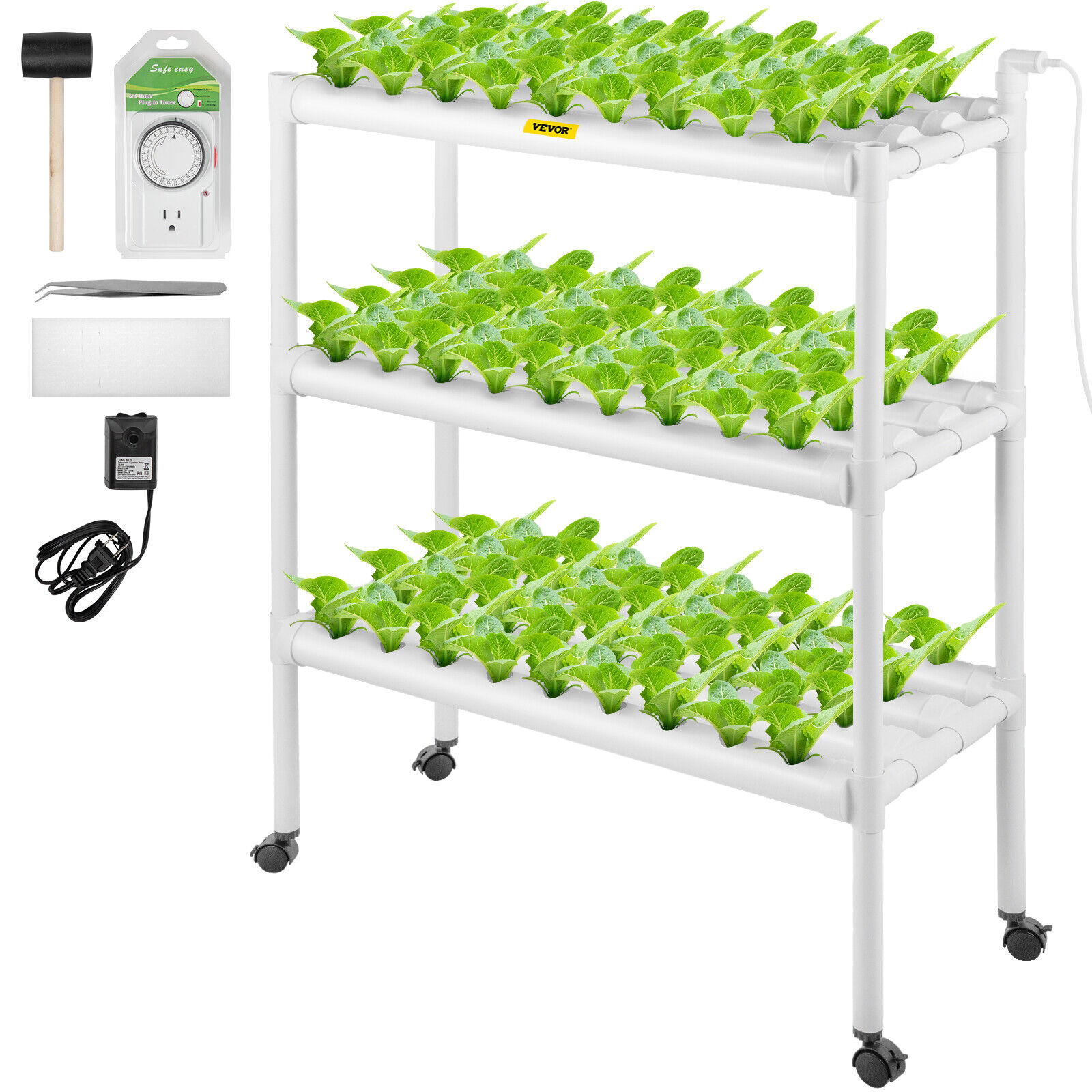 VEVOR Hydroponic Grow Kit Hydroponics System 108 Plant Sites 3 Layers 12 Pipes