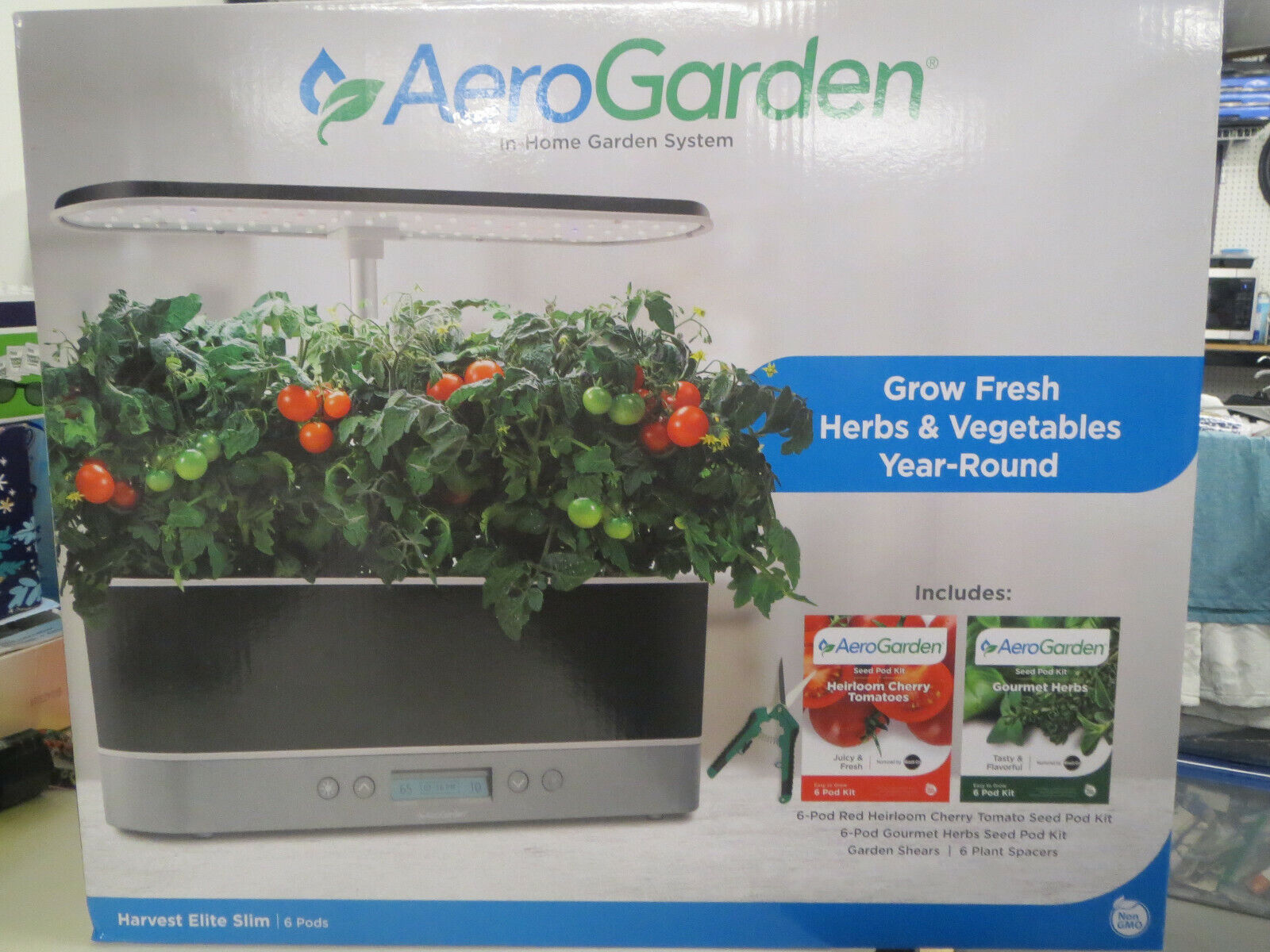 AeroGarden Harvest Elite Slim In-Home Garden System with Pods ~NOB~