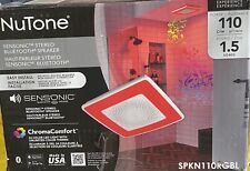 NuTone ChromaComfort 110 CFM Exhaust Fan Bluetooth Speaker LED Light SPKN110GBL picture