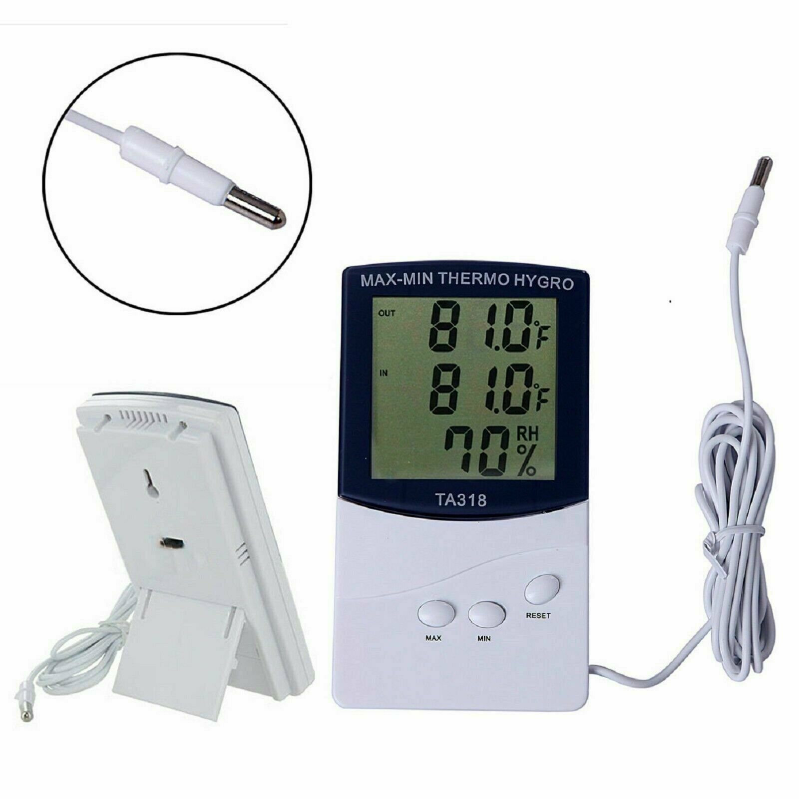LCD Indoor/Outdoor Thermometer Digital Hygrometer Temperature Humidity Display