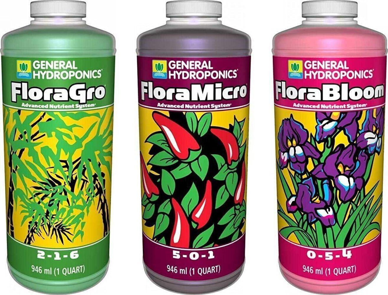 General Hydroponics Flora Series Original 3-Part Nutrient System: Grow, Micro &