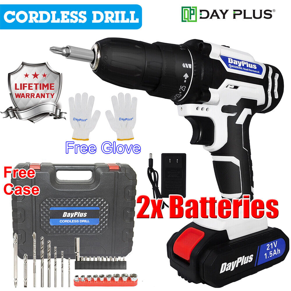 21V Cordless Drill Set Power Drill Driver 3/8” Drill with Battery Fast Charger