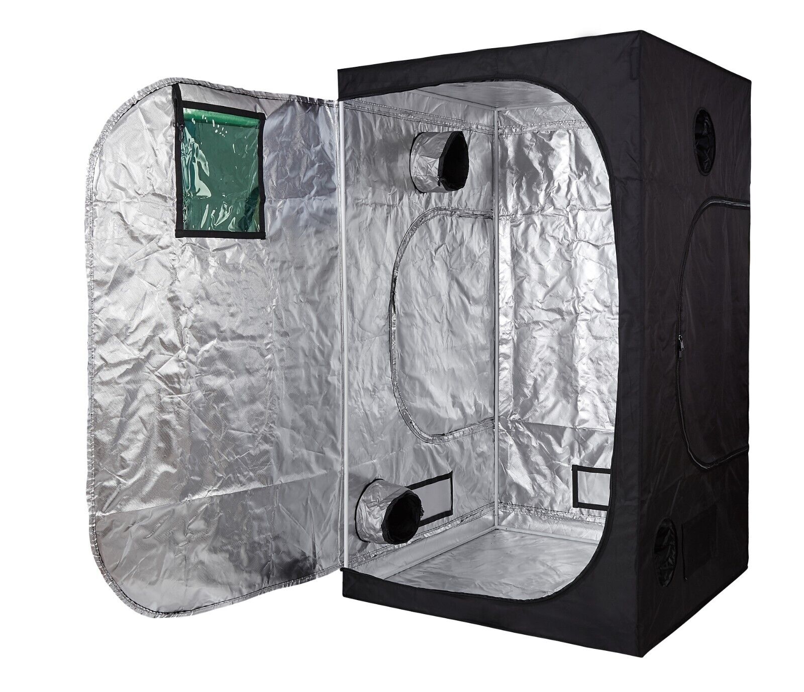 Oppolite 60\'\'x32\'\'x80\'\' 600D Mylar Indoor Grow Tent w/ Green Observation Window