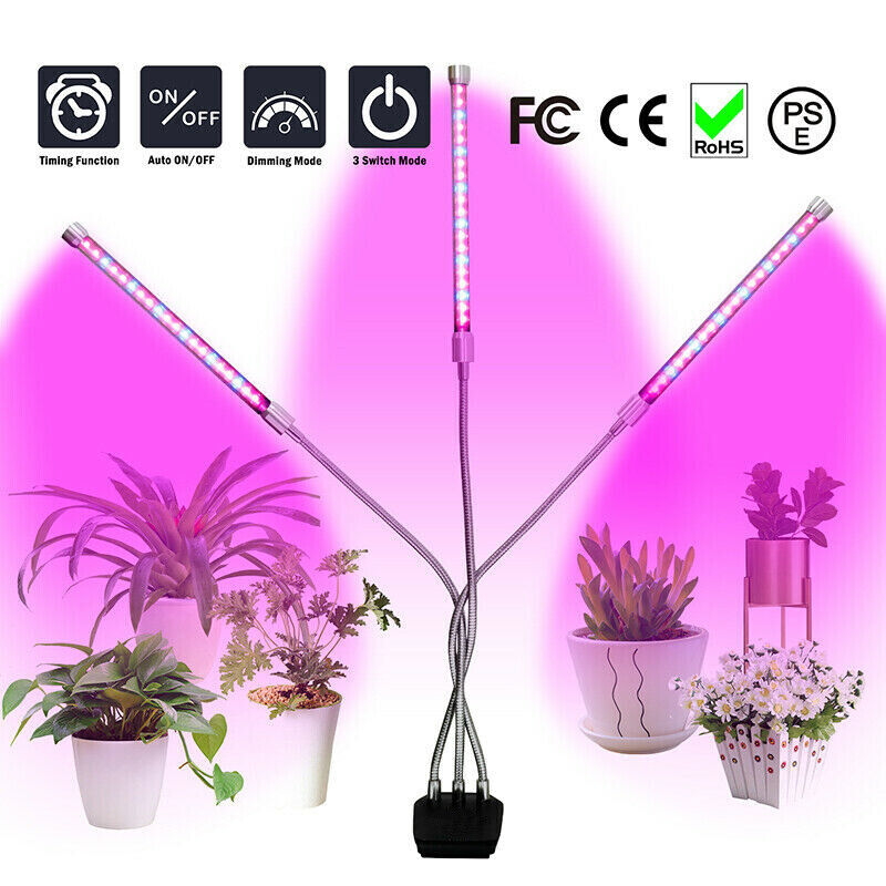 3-Head LED Plant Grow Lights Flower Indoor Greenhouse Hydroponic Lamp Gardening