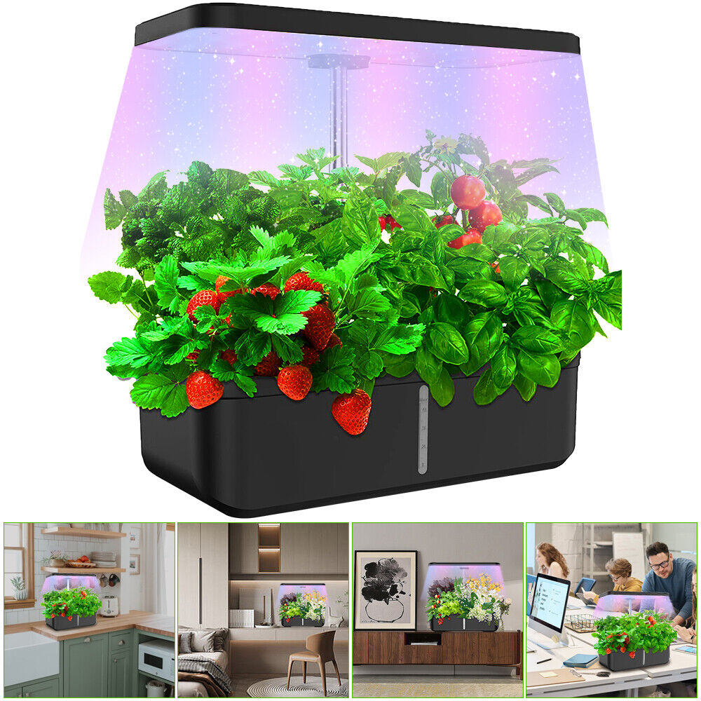 12 Pods Hydroponics Growing System Timer with LED Grow Light Indoor Herb Garden