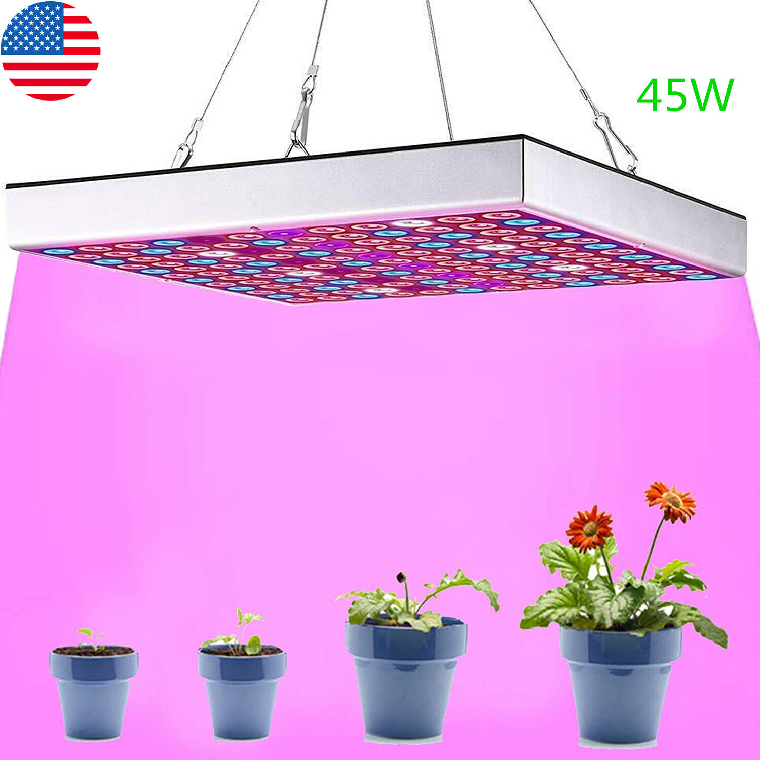 LED Grow Light Kit Full Spectrum Lamp For Panel Indoor Veg Flower Plant 45W
