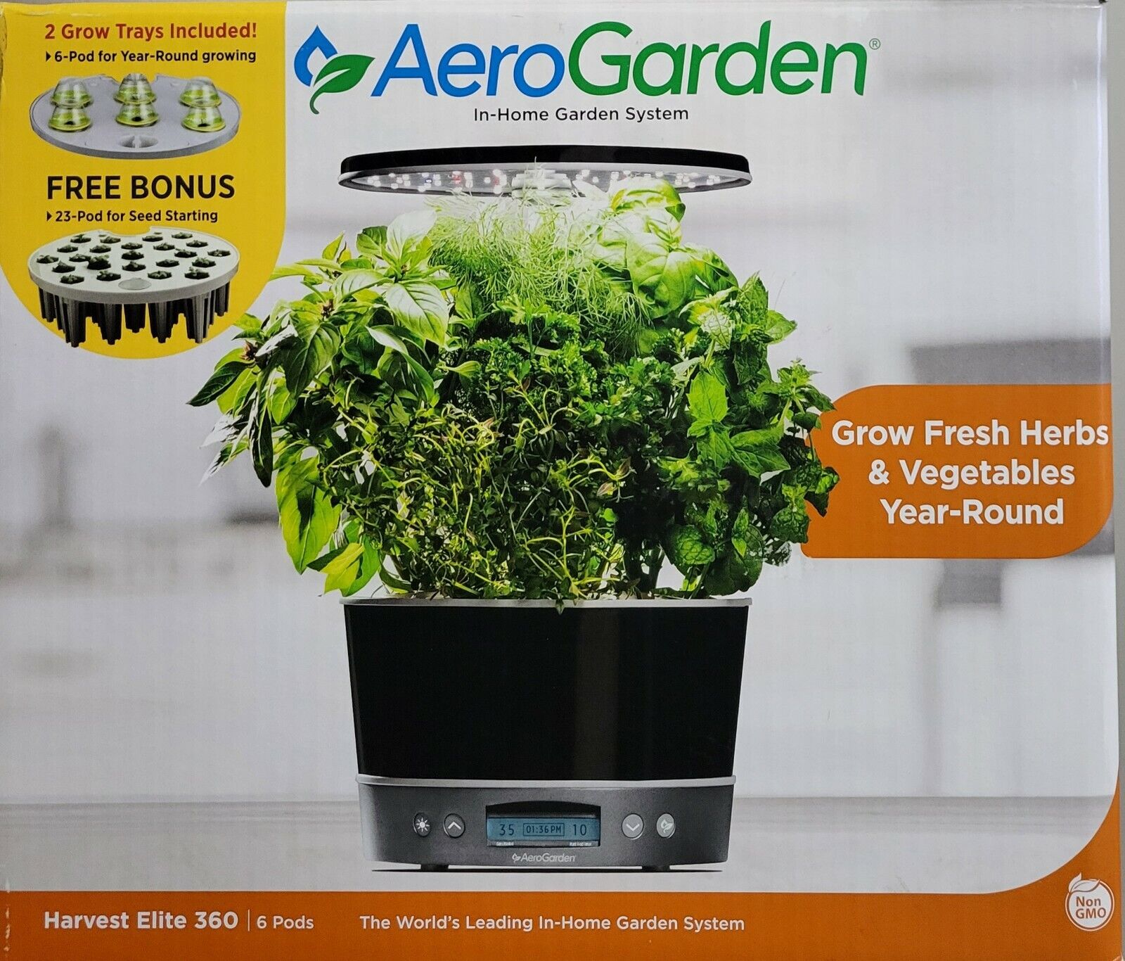 AeroGarden Harvest Elite 360 Indoor Garden w/ LED Grow Lights Bonus Seed Starter