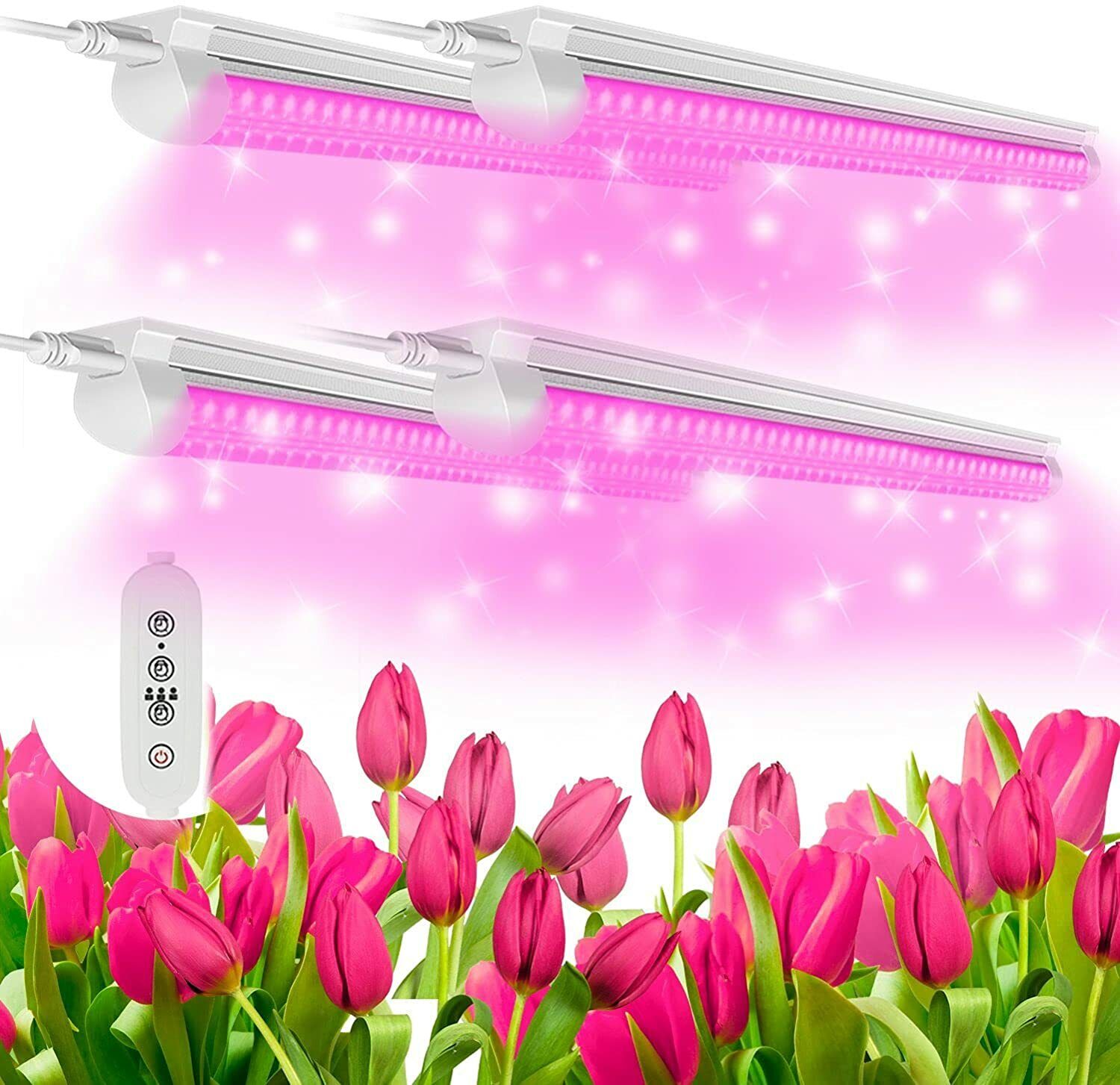 T8 4FT 50W LED Grow Light Fixture Full Spectrum Plant Growing Lamp With Timer