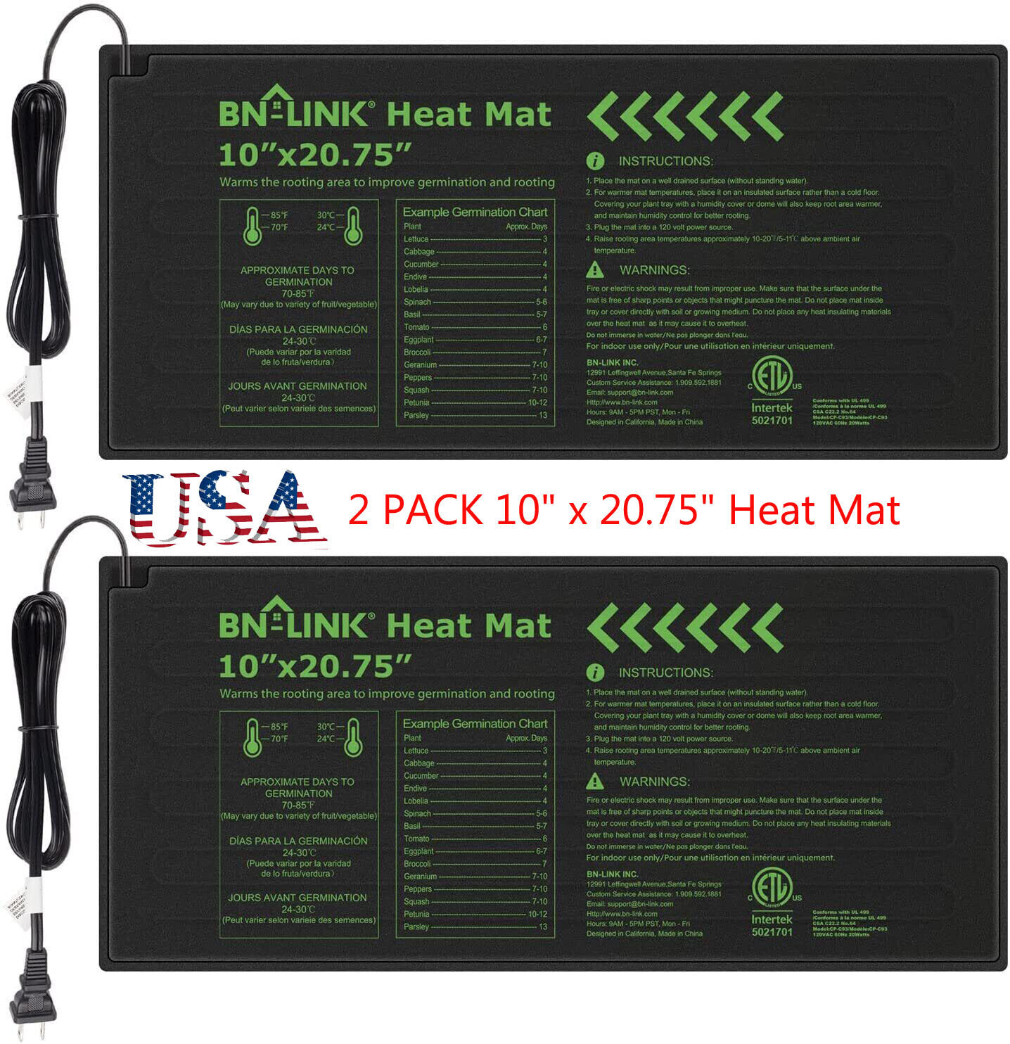 2 Pack Seeding Heat Mat 10