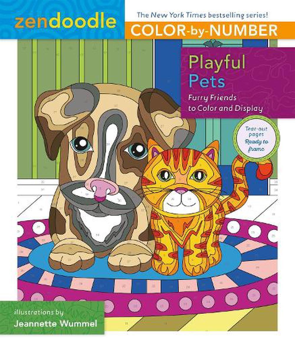 Zendoodle Color-by-Number: Playful Pets by Jeanette Wummel (English) Paperback B