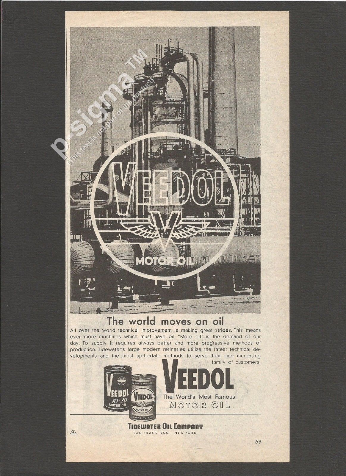 VEEDOL MOTOR OIL by Tidewater Oil Company  - 1957 Vintage Print Ad