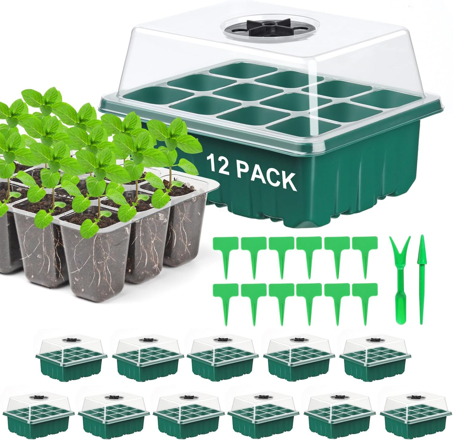 Seed Starter Tray Plant Starter Kit with Domes Germination Seeds Growing Tray