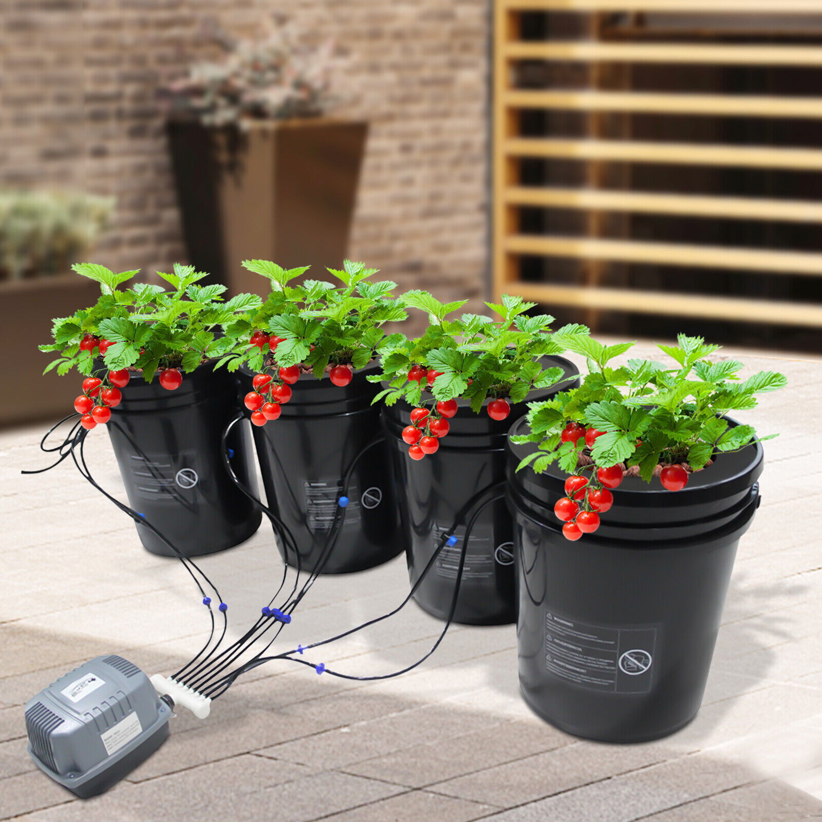 Soilless Hydroponics Growing System Drip Garden System W/5gal 4 Buckets