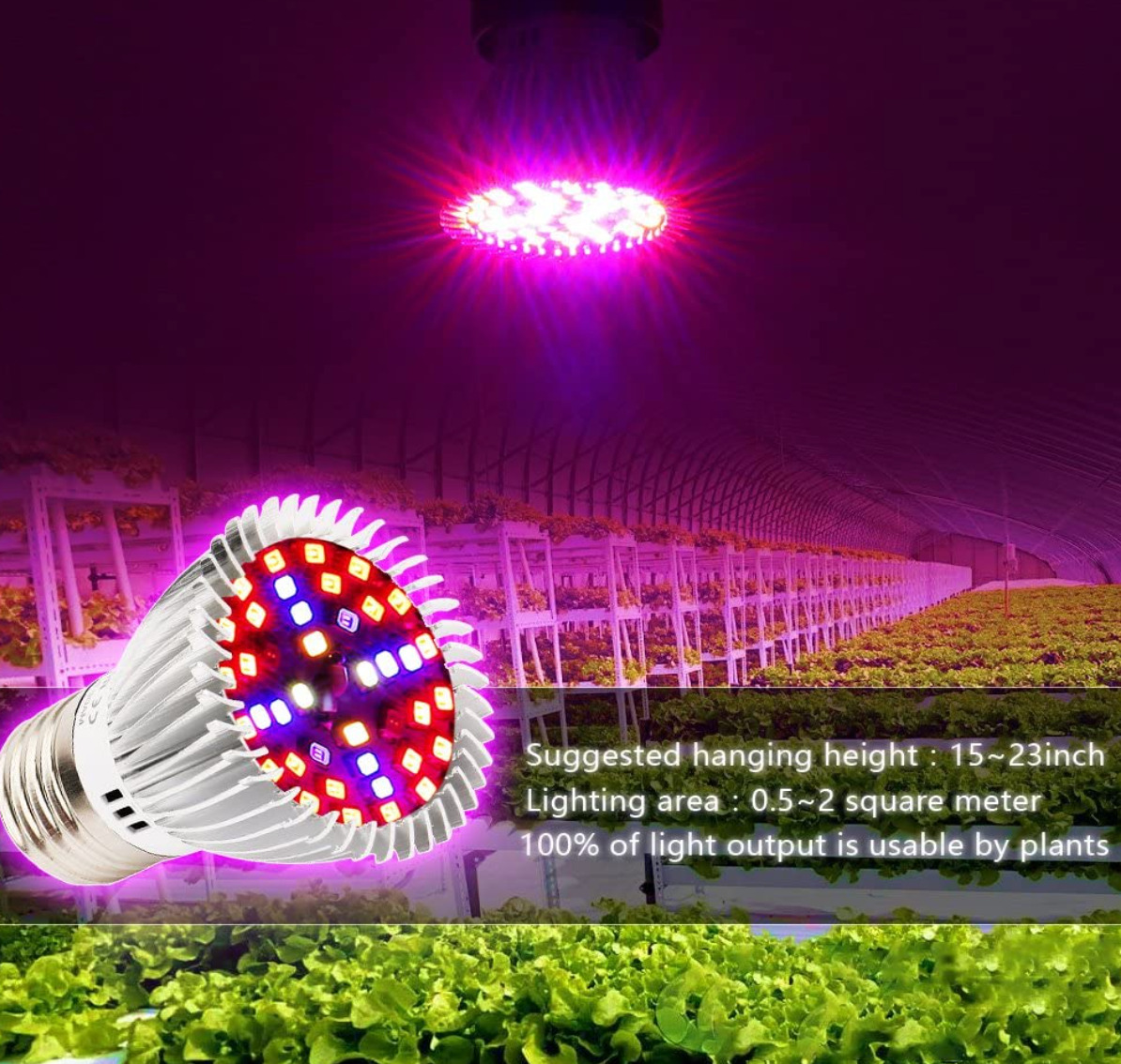 E26 LED Grow Light Bulb Lamp for Veg Bloom Indoor Plants 28W Full Spectrum 1-4PK