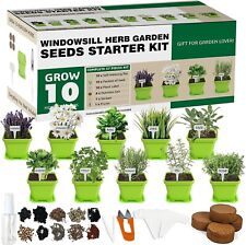 Indoor Herb Grow Kit, 10 Herb Seeds Garden Starter Kit,Green Pots, Markers, DIY picture