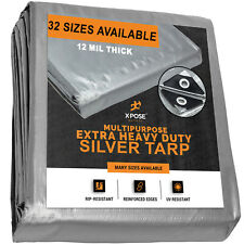 Silver Tarp Extra Heavy Duty 12 Mil Tent Shelter RV Camping Tarp picture
