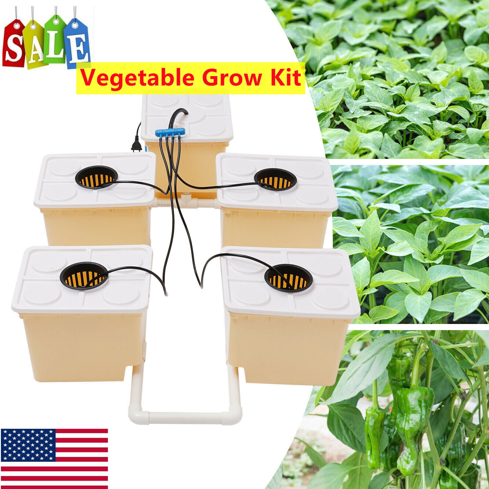 Hydroponic Buckets Drip Growing System Square Bucket Grow Kit Full System