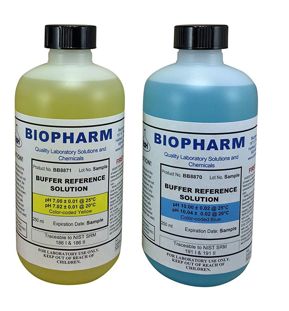 Biopharm pH Calibration Kit (2) each 250 mL Bottles pH 7 and pH 10 Buffer