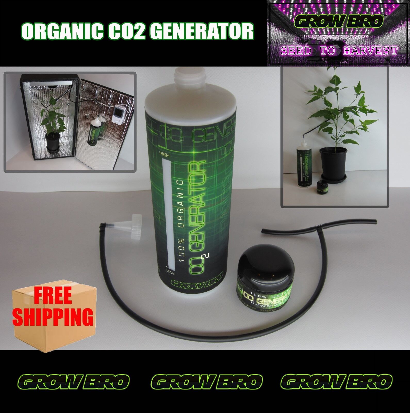 CO2 for AEROPONIC, HYDROPONIC SYSTEMS WITH LED, HPS, CFL GROW LIGHTS