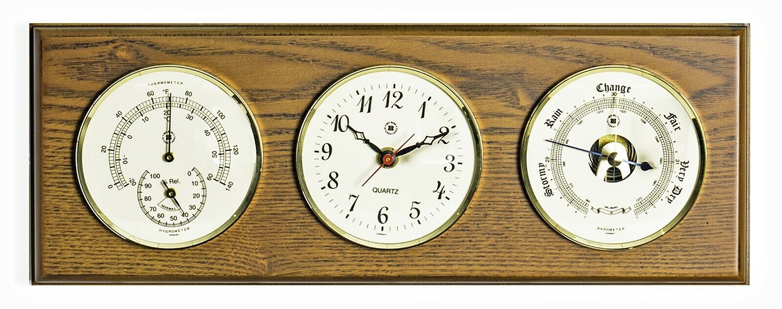 GLOUCESTER CLOCK, BAROMETER & THERMOMETER/HYGROMETER - WALL WEATHER STATION