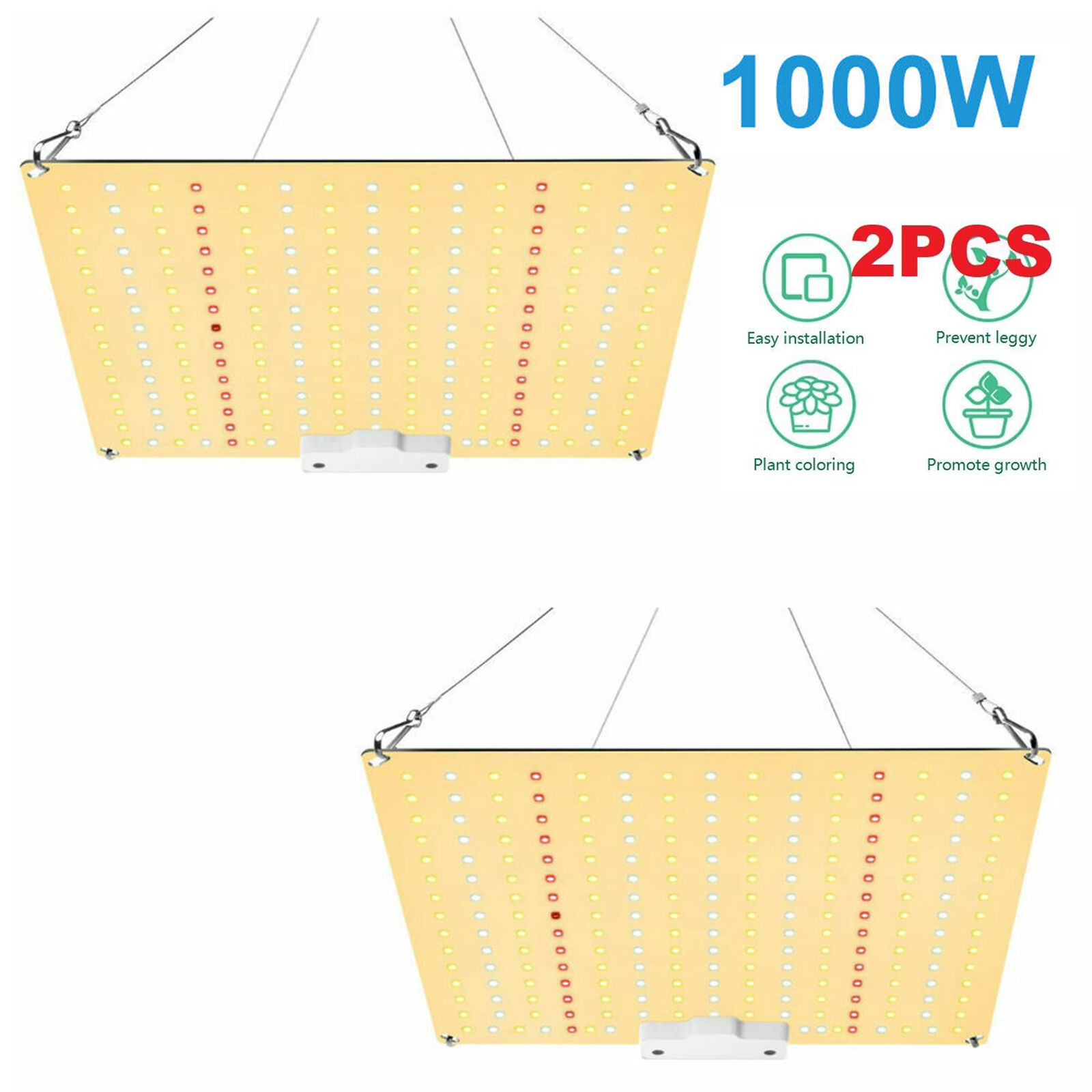 2PACK LED Grow Light 1000W  Panel Full Spectrum Lamp for Indoor Plant Veg Flower