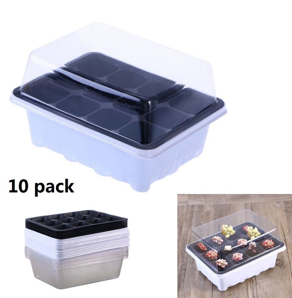 10Pcs 12 Cell Starter Tray Plant Germination Kit Garden Sprout Starting Tray