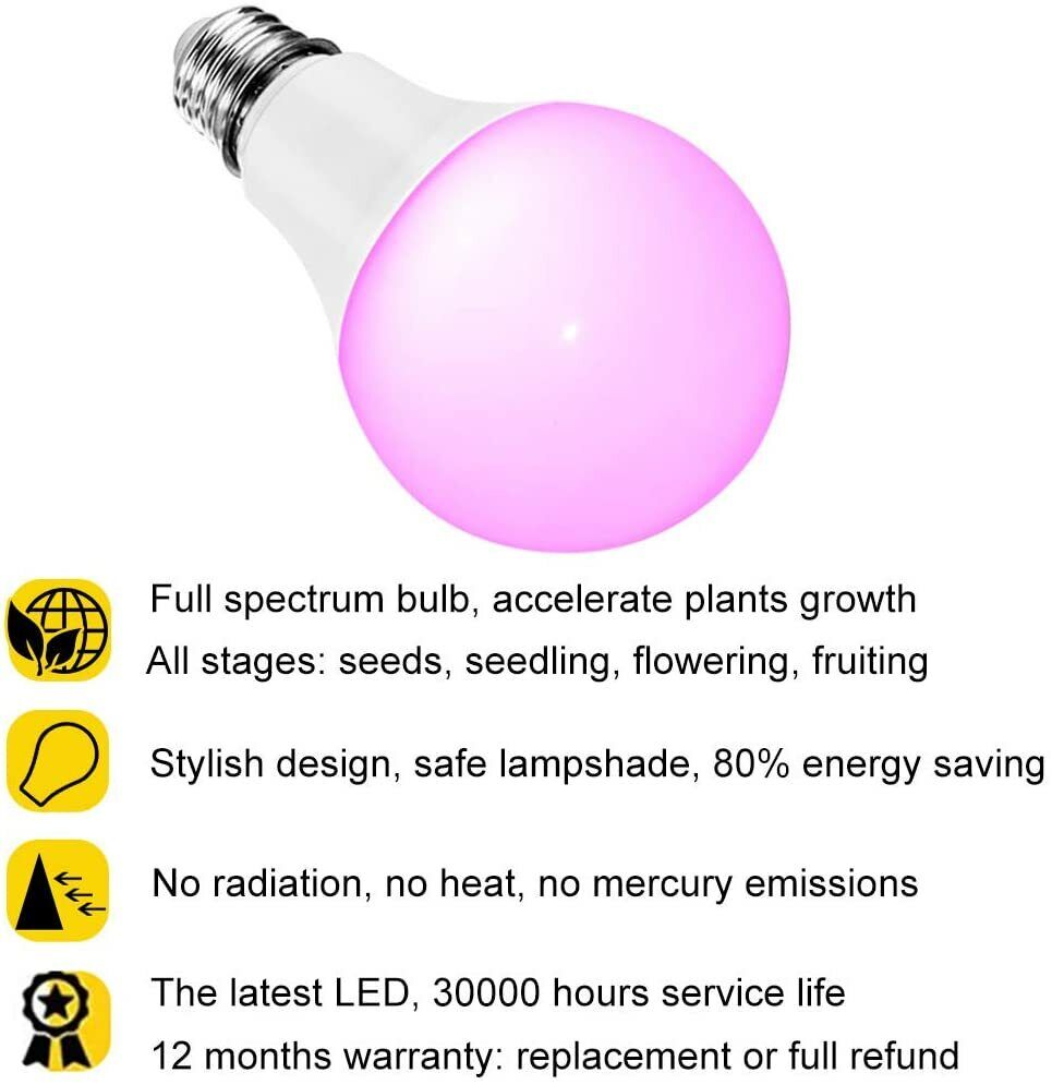 Full spectrum LED Plant Grow Light Bulbs E27 Lamp for hydroponics Room Flower US