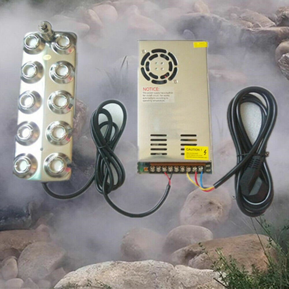 Mist Maker 10 Head Ultrasonic Mist Fogger with Power Supply Fogger Humidifier