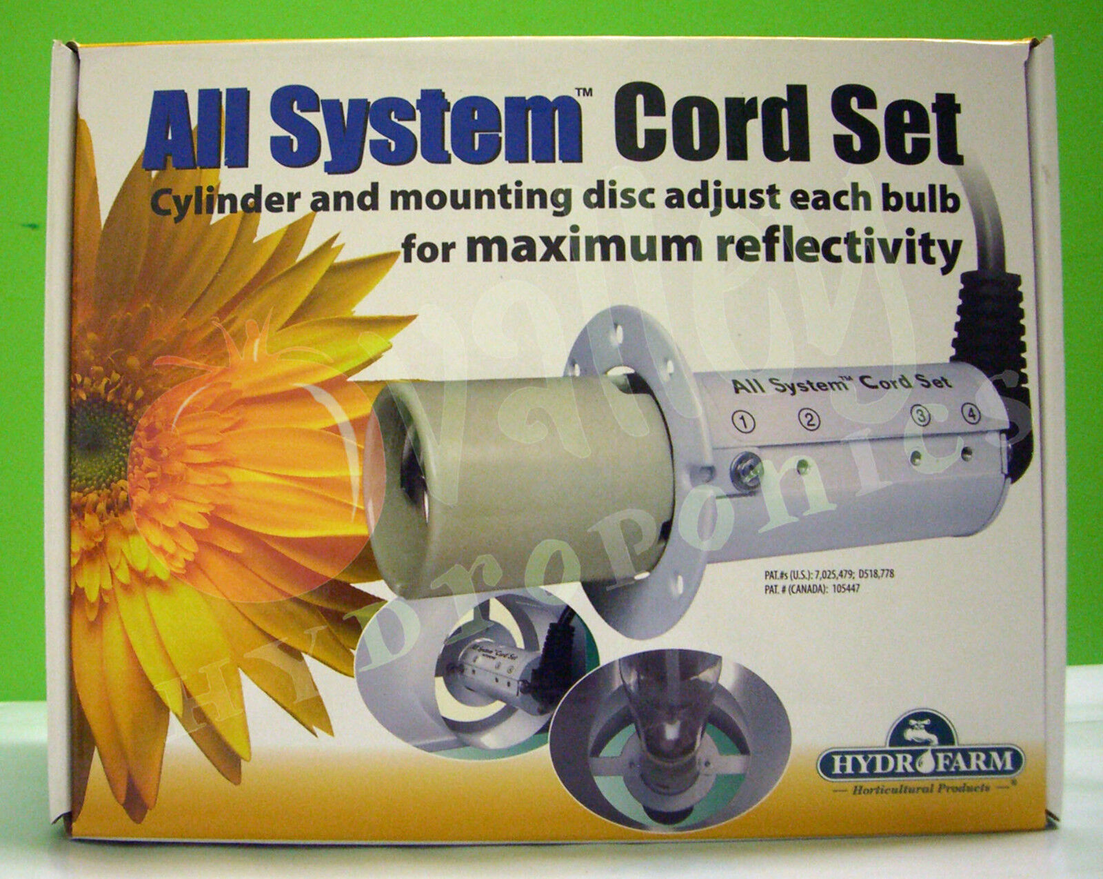 Hydrofarm ALL SYSTEM CORD SET with 15' ft Cord Socket Grow Light Wing Reflector