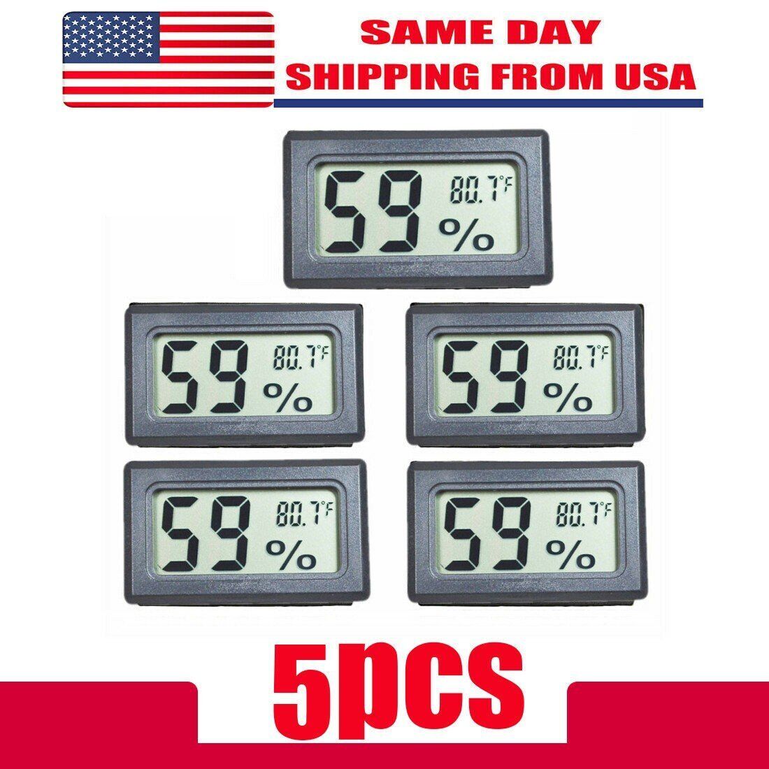 5 PCS Digital LCD Indoor Temperature Humidity Meter Thermometer Hygrometer US