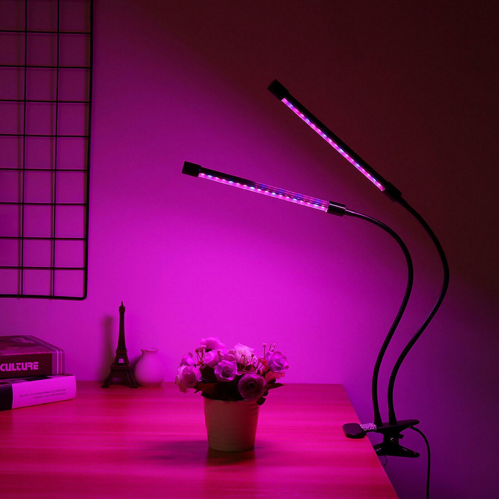 USB 2-Head Full Spectrum Plant Growing Lights Indoor Veg Flower Hydroponic Lamp