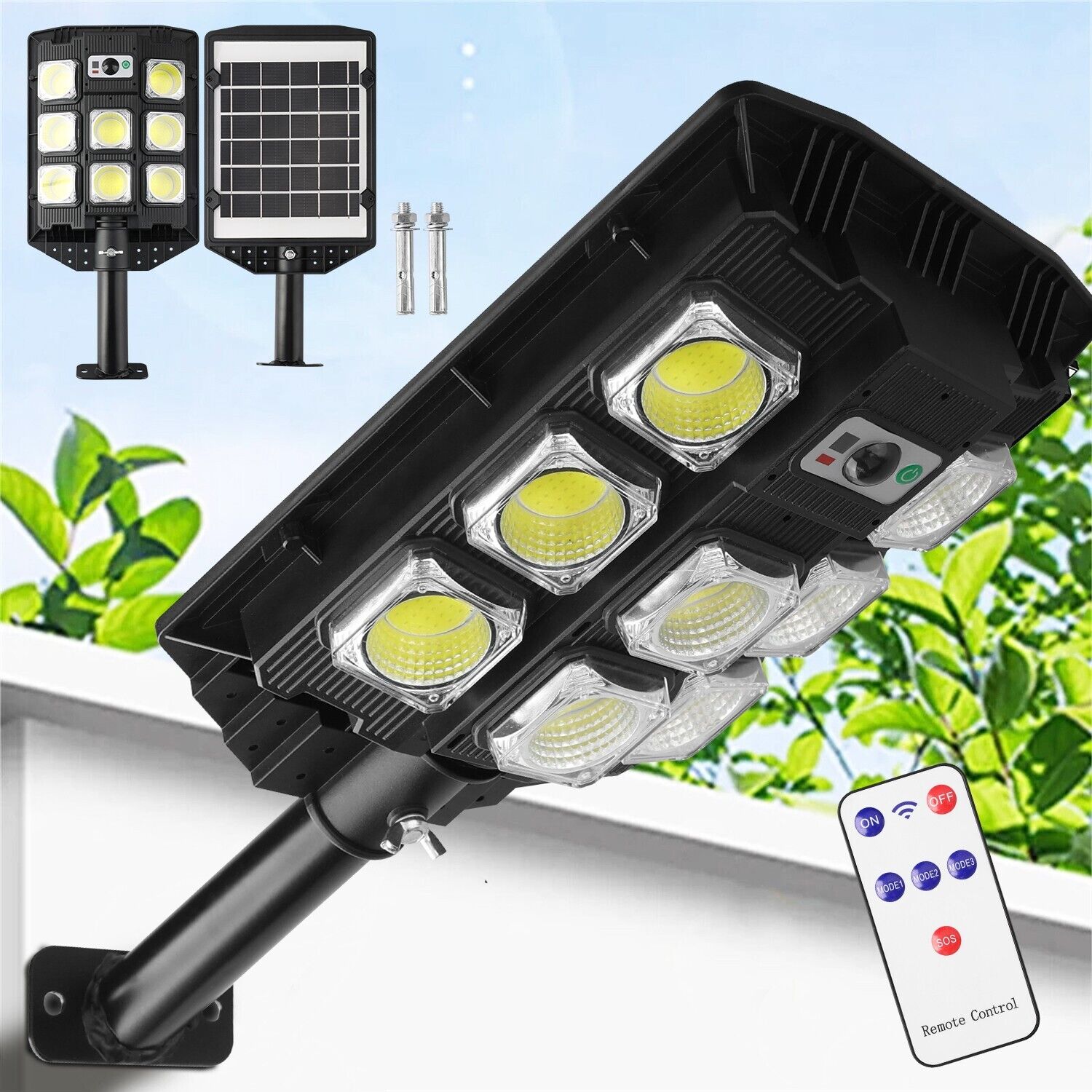 Commercial 1000000LM LED Outdoor Dusk to Dawn Solar Street Light Large Road Lamp