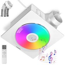 160CFM Bathroom Exhaust Fan RGB Lighting Bluetooth Speaker Auto Humidity Sensor picture