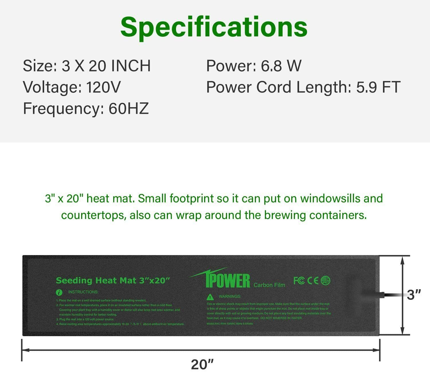 iPower 105W Seeding Heat Mat Warm Germination Station for Plant Seeding Growing