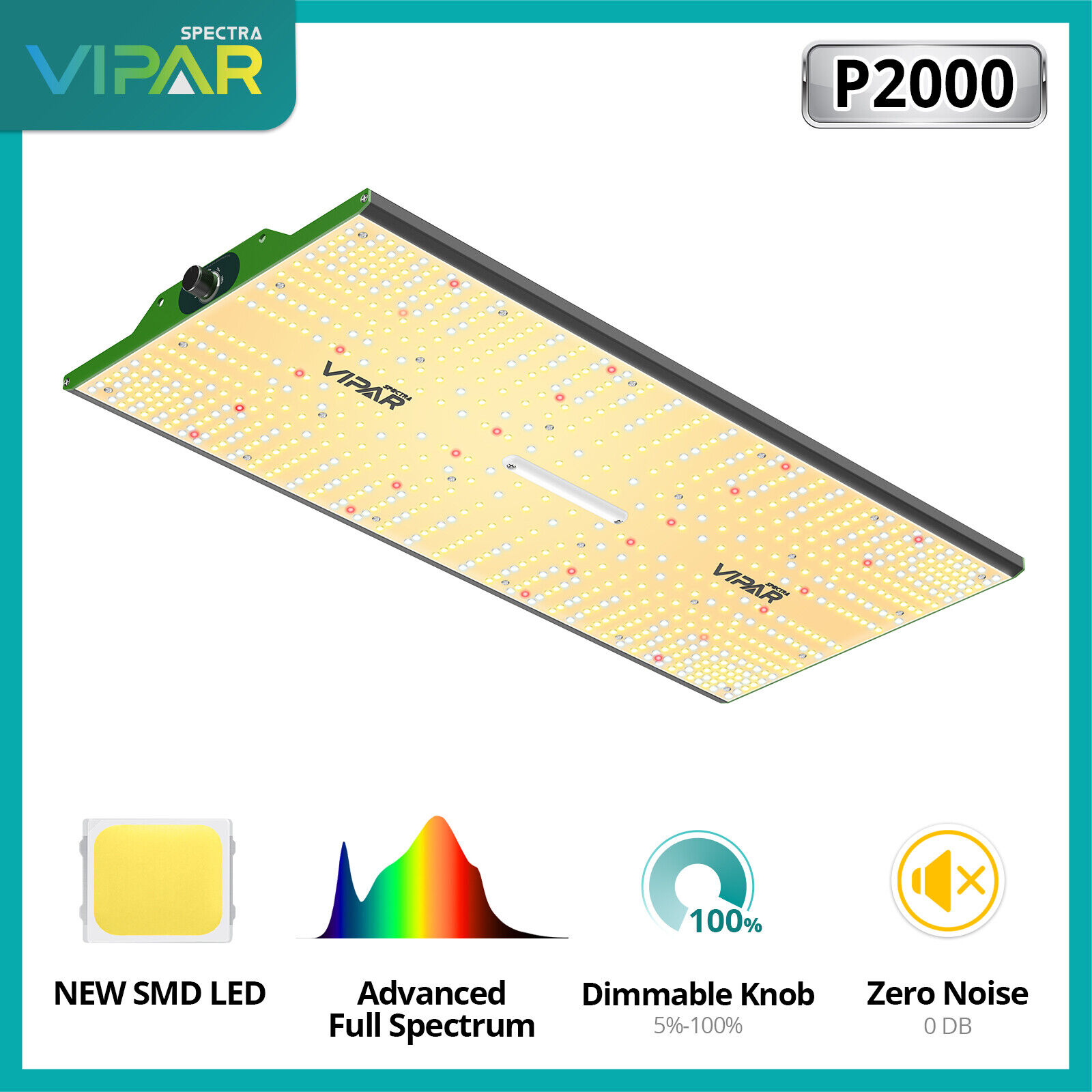VIPARSPECTRA P2000 LED Grow Light Full Spectrum for Indoor Plants Veg Flower HPS