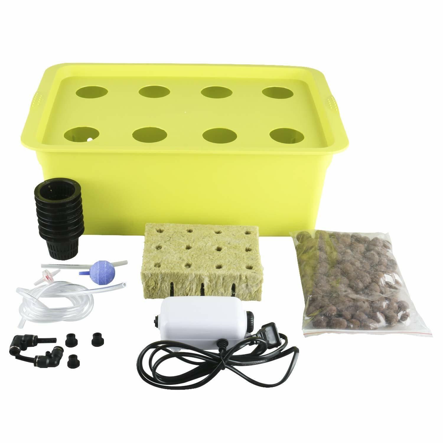 DWC Deep Water Culture Hydroponic Grow System Kit, 8 Plant Sites (Holes) Bucket