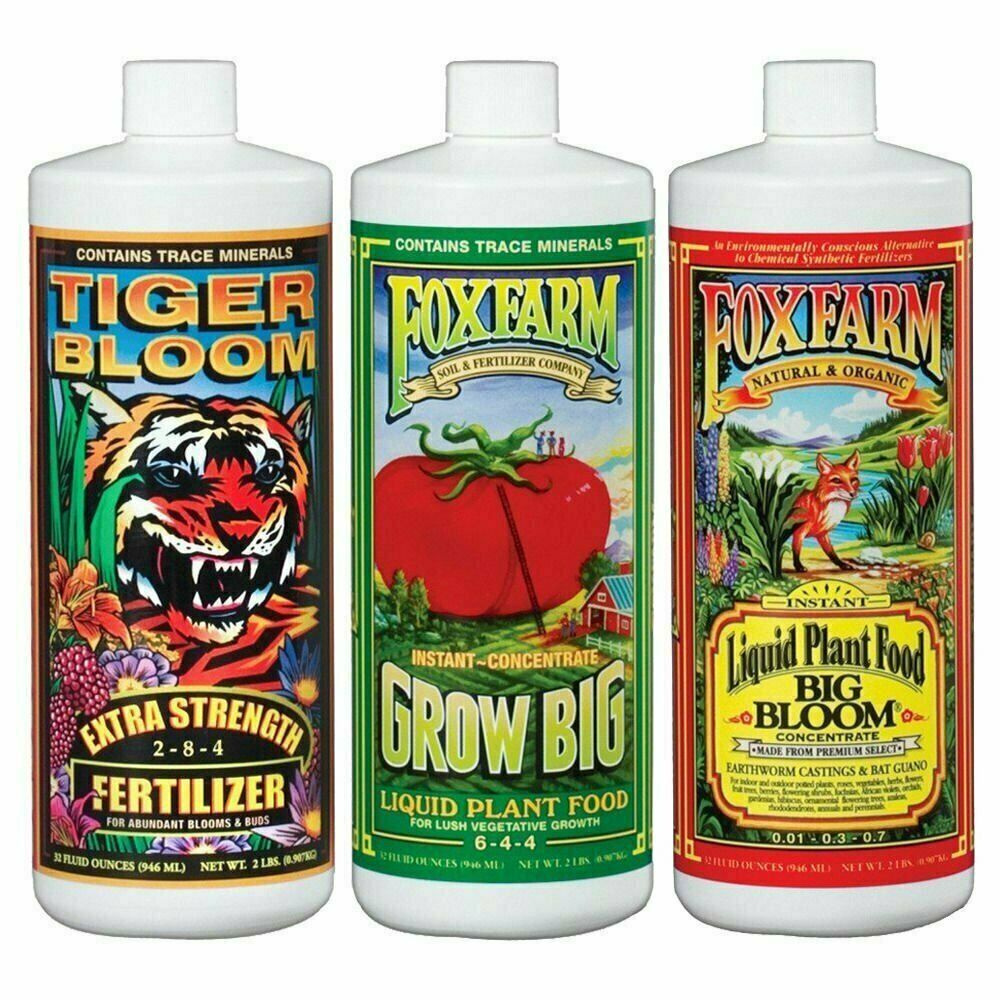 Fox Farm Liquid Nutrient Soil Trio: Big Bloom, Grow Big, Tiger Bloom - 32 oz