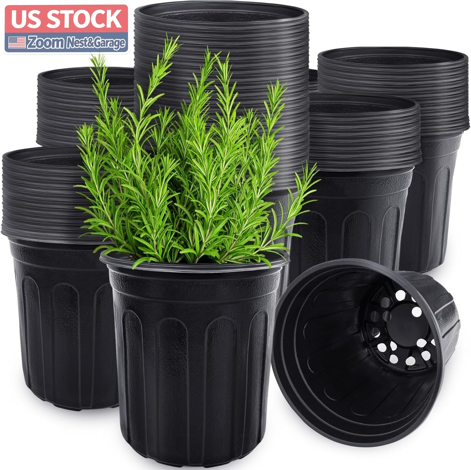 US Stock Anyumocz Plant Nursery Pots 60 Pcs 1 Gallon Black Plastic Seedling