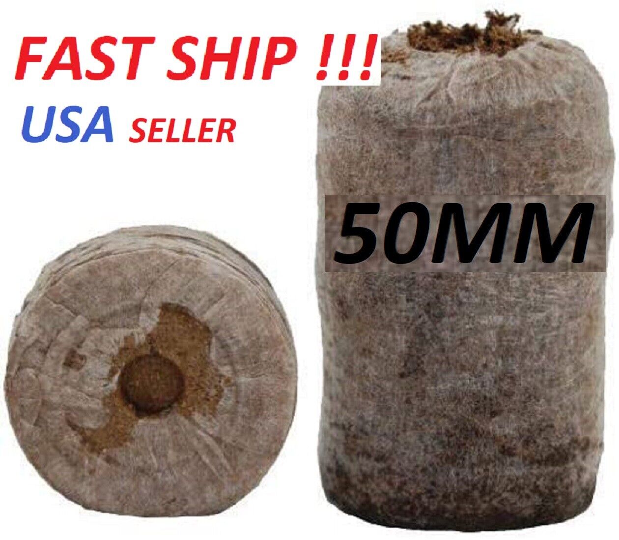 50mm Jiffy Peat Pellets, FAST SHIP Sold sets of 10,25,50,100,486 Seed Starting