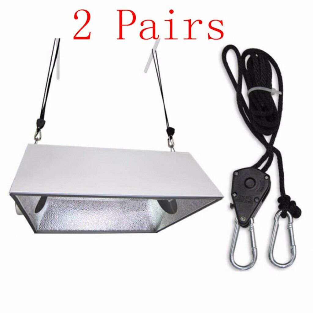 2 Pairs Grow Tent Light Rope Hanger Hanging Ratchet Reflector Clip Hangers 1/8\