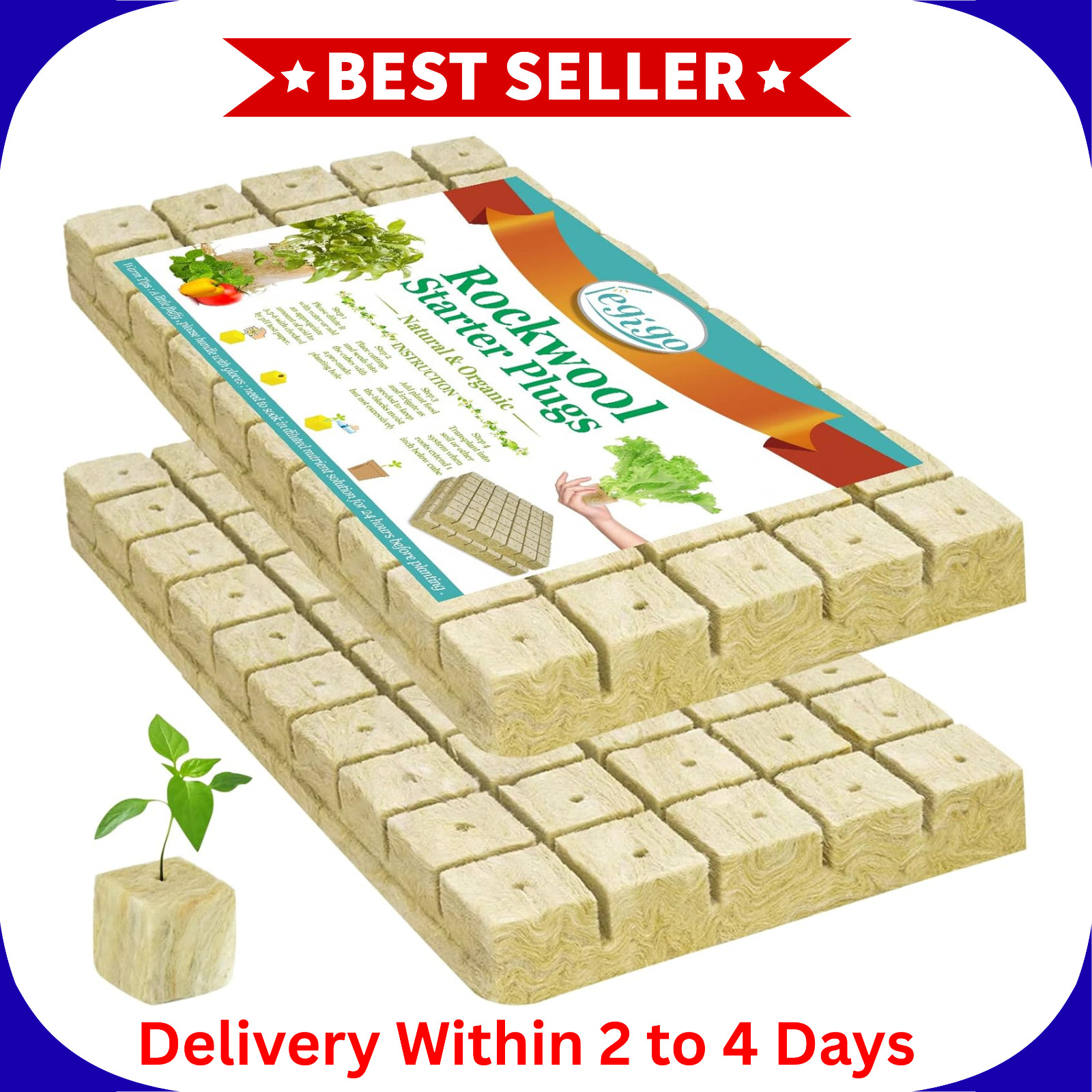 100pc 1 Inch Rockwool Cubes Seed Starter Plug Hydroponics Grow Stonewool Medium.