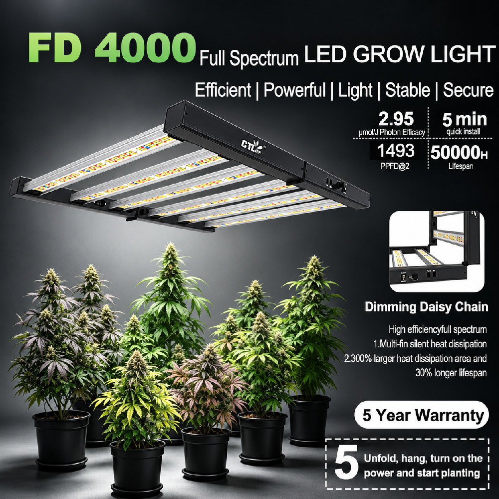 Spider FD4000W LED Full Spectrum Grow Light Bar Foldable Indoor Hydro Lamp 4x4ft