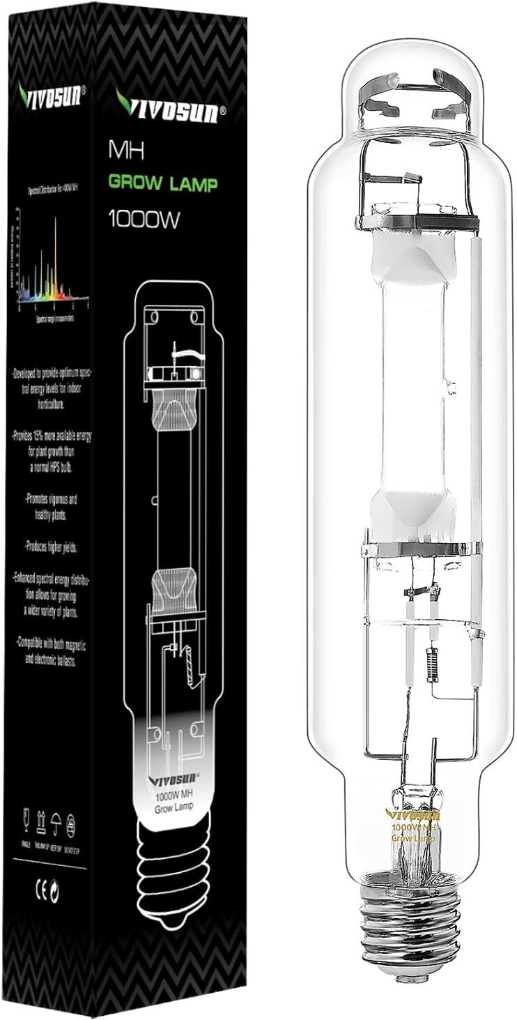 1000 Watt Metal Halide MH Grow Light Bulb Lamp - CCT 4200K, 105,000 Lumens 