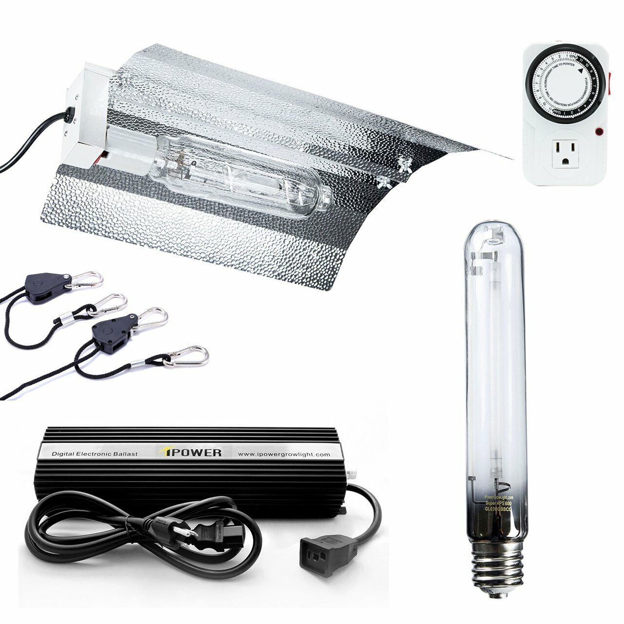 iPower 600 Watt HPS Digital Dimmable Grow Light System Kits Wing Reflector Set