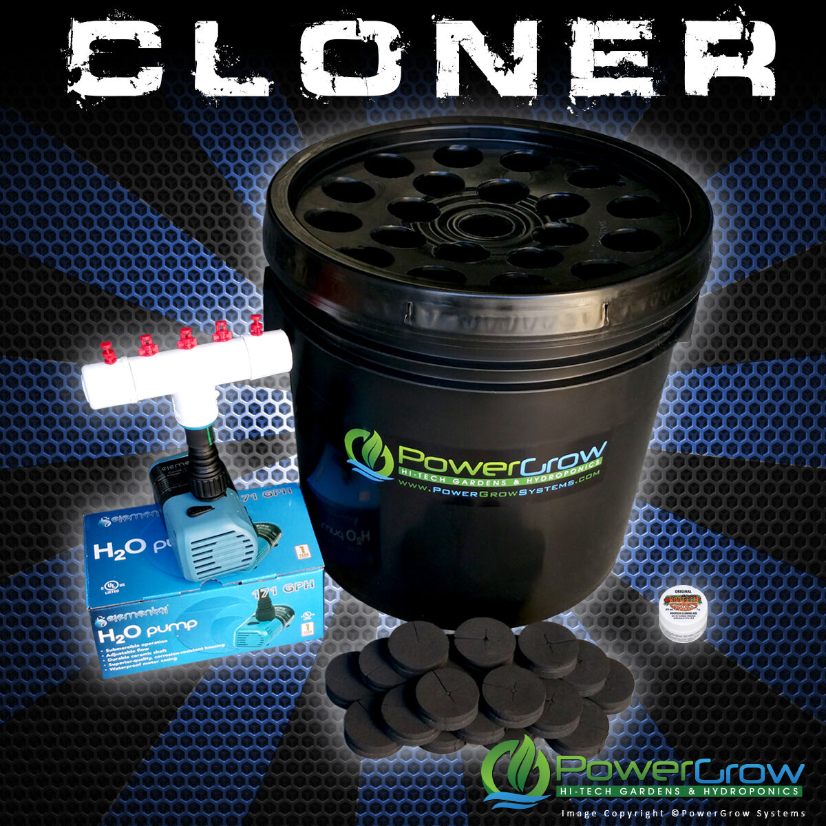 DELUXE 21 SITE POWERGROW Â® CLONER Plant Cloning Machine - Cloning Bucket Kit
