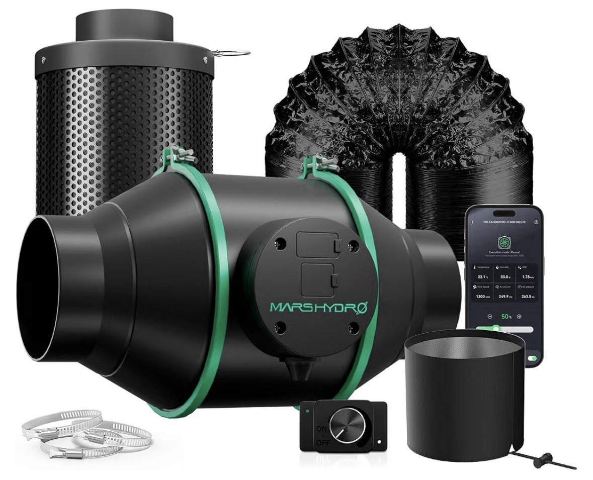 Mars Hydro 4 Inline Fan Carbon Filter Duct Air Filtration Kit with IControl Box