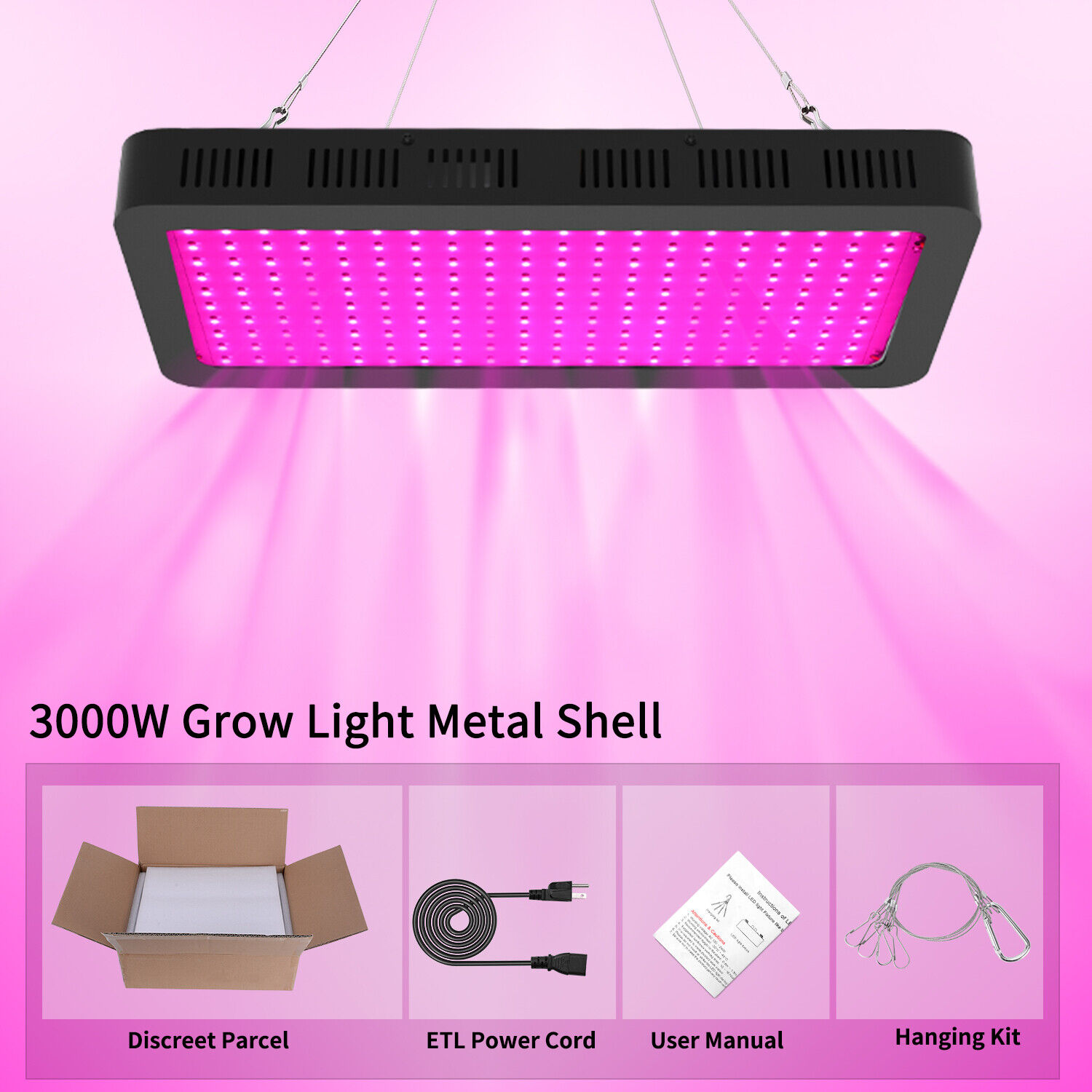 3000W LED Grow Light Full Spectrum Indoor Hydroponic Horticulture Growing Panel