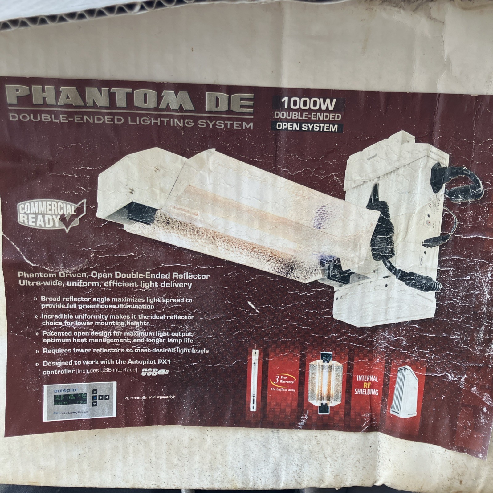 HydroFarm Phantom DE Open Lighting System 1000w Open Reflector System Grow Light HydroFarm Phantom DE Open Lighting System 1000w Open Reflector System Grow Light